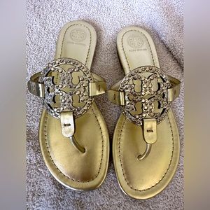 Excellent condition gold Tory Burch millers
